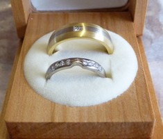 handmade his and hers yellow and whote gold wedding band rings